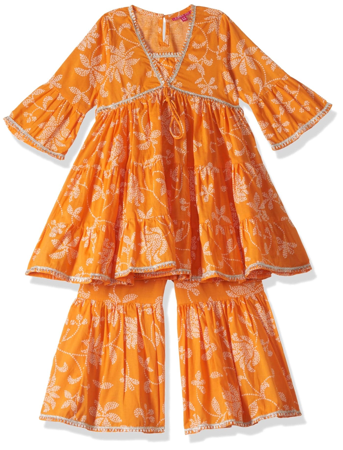 Biba Girl's Cotton Kurta Set (KWFNFES6417OSS25ORG_Orange