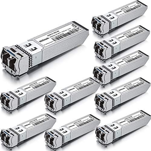 10Gtek 10GBase-LR Lite SFP+ IR Transceiver, 10G 1310nm SMF LC Fiber Optic Module, 1.4km, for Cisco SFP-10G-LRM2, Meraki, Ubiquiti UniFi, Mikrotik, Netgear AXM764, Supermicro, TP-Link, Pack of 10