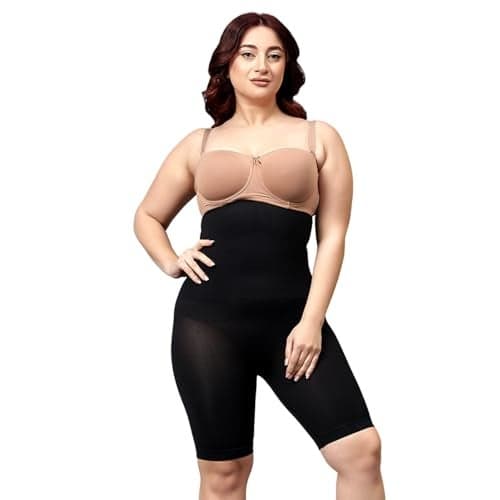 SHAPEMOUR High Waist Shapewear for Women, Body Shaper Shorts with Silicone Grip, No Steel Bones Slimming Panties, Seamless Design Tummy Control Tucker (Black, M-L)