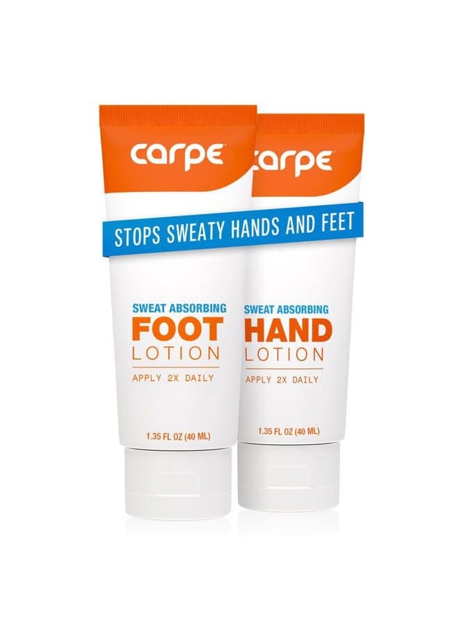 Sweat Absorbing Hand & Foot Lotion Bundle, Stop Sweaty Hands and Sweaty,Smelly Feet, Dermatologist Recommended