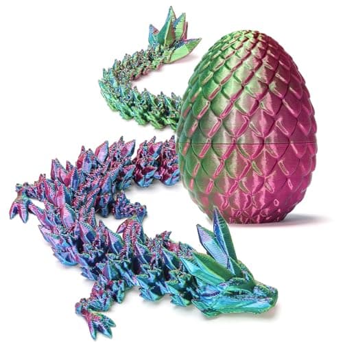 Zobetro Easter Basket Stuffers 3D Printed Dragon Surprise Egg Executive Dragon Fidget Desk Toys Decorative Easter Egg Fillers Easter Gifts for Boys Kids Home Decor YellowGreen