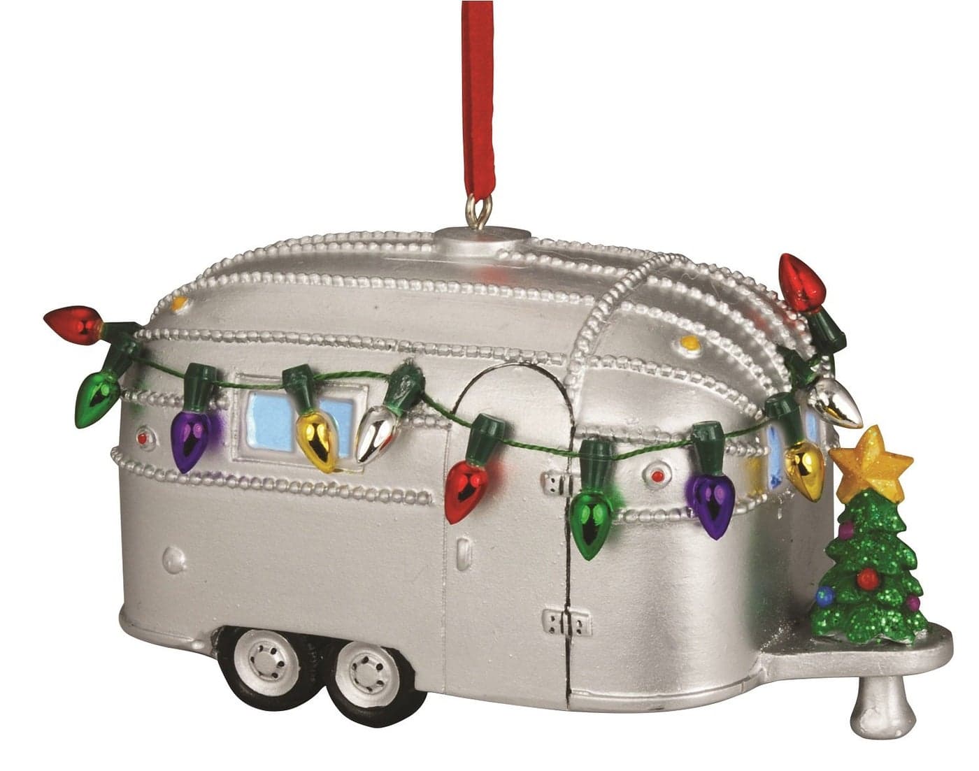 Cape Shore Light Up Resin Camper Ornament with Christmas Tree 4inches Multicolor