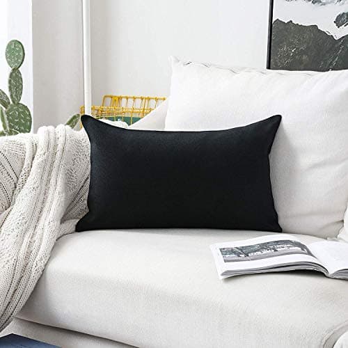 Khooti Rectangular Jute Cushion Cover, Throw Pillow Cover for Couches, Chairs, Sofas, Beds, Coffee Tables, Living Rooms, Bedrooms, Modern Boho Design, 12x18 | Dark Grey | Set of 3
