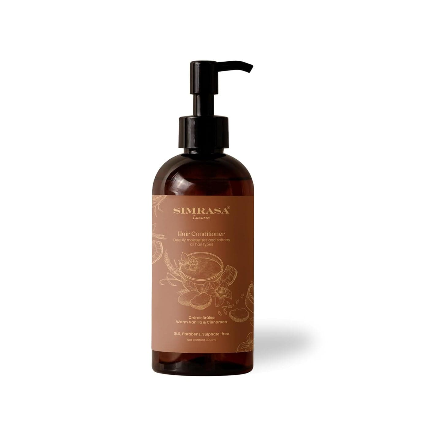 Simrasa Luxuries Cream Conditioner SLS Sulfates Free Paraben Free Rice protein Shea Butter Vanilla with Coconut and Cinnamon Oil Cream Conditioner
