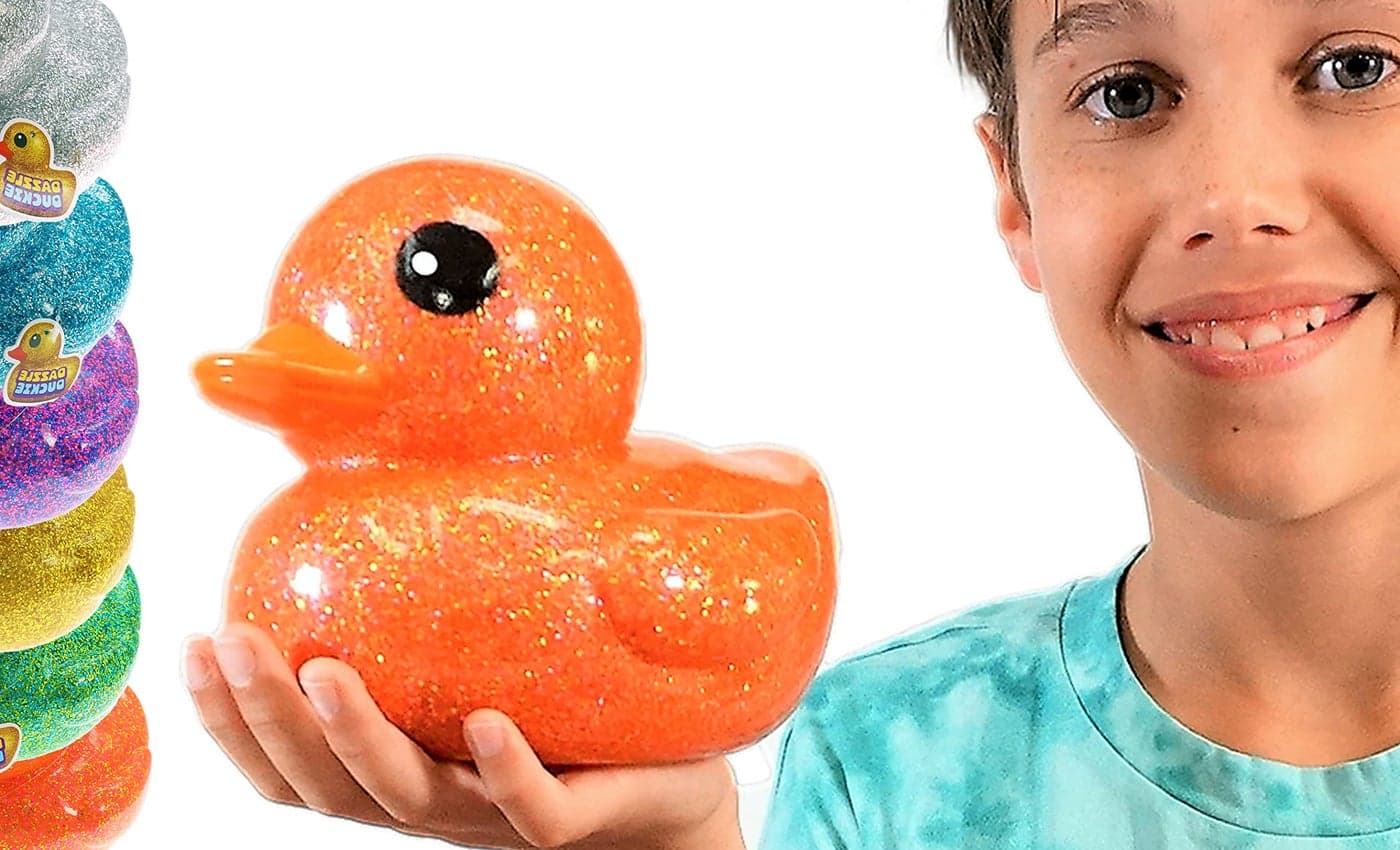 JARU Giant Glitter Rubber Ducks 1 Duck Assorted 7 Large Rubber Duck Kid Bath Toys Stress Relief Fidget Beach Pool Toy Baby Shower Birthday Party Favors 43461s