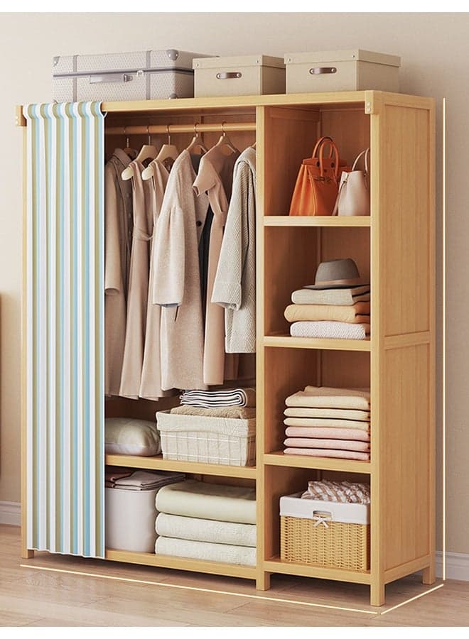 Bedroom Coat Rack Home Wardrobe Light Luxury Simple Light Brown With Multiple Shelves