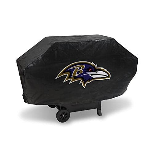 Rico Industries NFL Baltimore Ravens Black Deluxe Grill Cover Deluxe Vinyl Grill Cover - 68' Wide/Heavy Duty/Velcro Staps