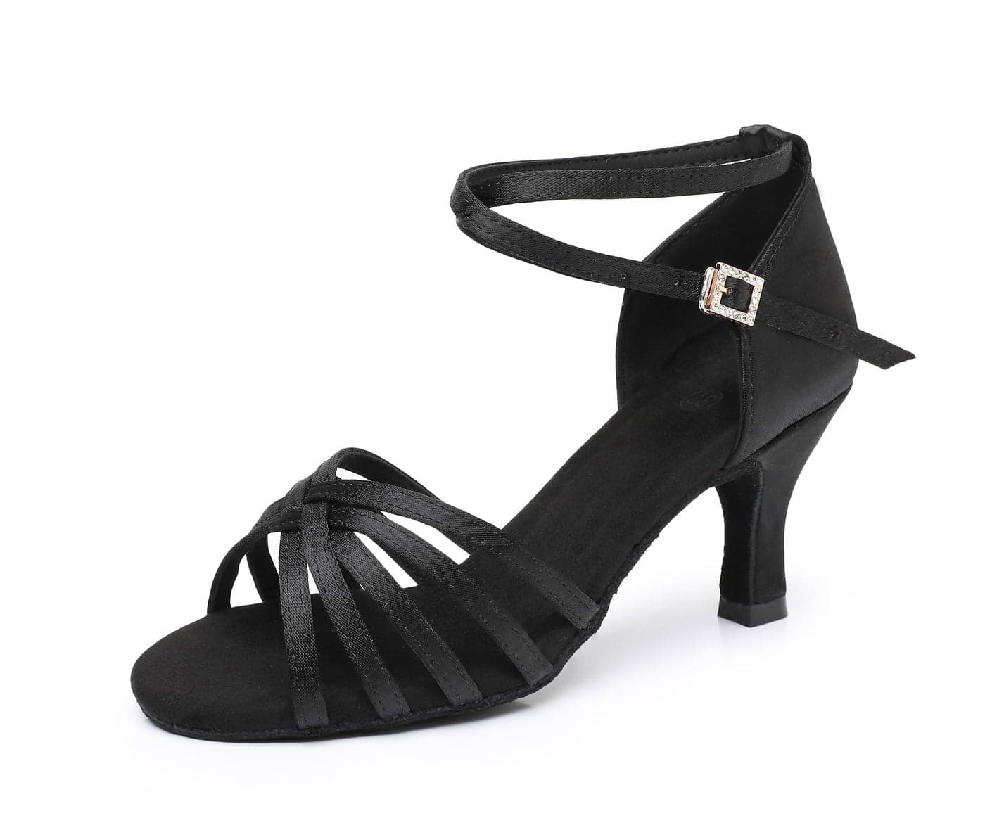 Rosefinch Womens Latin Dance Shoes Satin Professional Ballroom Salsa Practice Performance Wedding Dancing ShoesDance High Heels for Women Black275 inch Heel