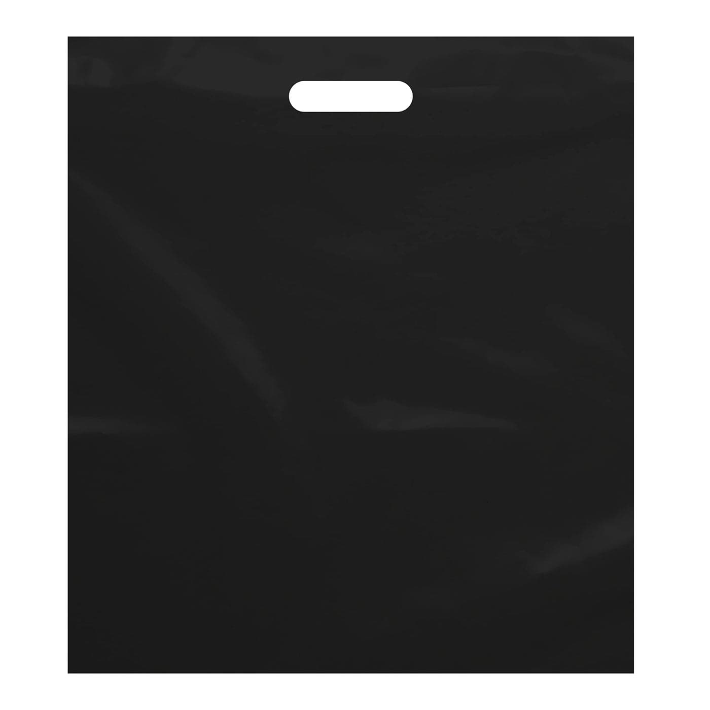 Purple Q Crafts Plastic Bag with Die Cut Handle Bag 15x18 Black Plastic Merchandise Bags 100 Pack for Retail Gifts Trade Show and More
