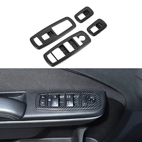 Window Lift Switch Power Window Control Regulator Button Embellishment Trim for 20112025 Dodge Charger Durango for 20102017 RAM Interior Accessories ABS ABS Carbon Fiber 4pcs