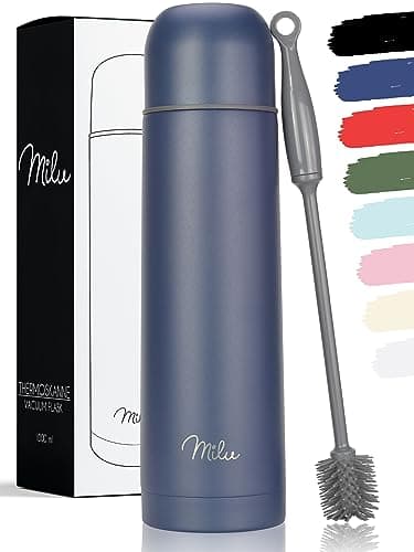 Milu Thermo Water Bottle with Cup 1L 750ml 500ml Insulated Stainless Steel Drinking Flask 100 LeakProof Double Wall Insulation Navy Blue 750ml