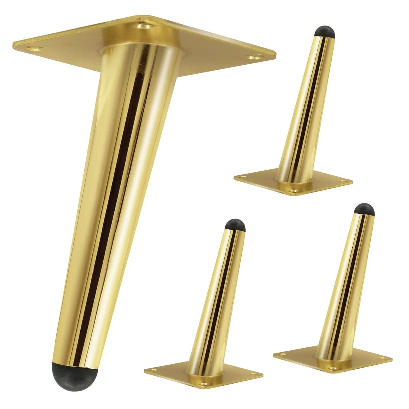 Gold Furniture Legs 4 Inch Metal Sofa Legs Round Tapered Oblique Table Legs Mid Century Modern Heavy Duty Legs for Furniture Set of 4 Dresser Feet for Couch Cabinet Coffee Cupboard Ottoman Chair