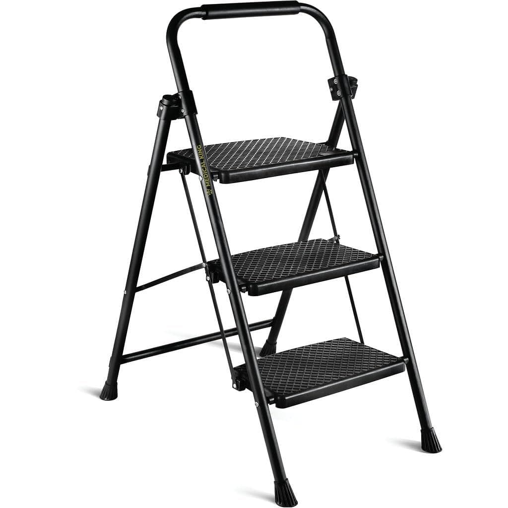 Step Ladder 3 Step Folding Step Stool Step Ladder with Wide AntiSlip Pedal Step Stool Foldable for Adults Lightweight Portable Steel Use for Home and Office