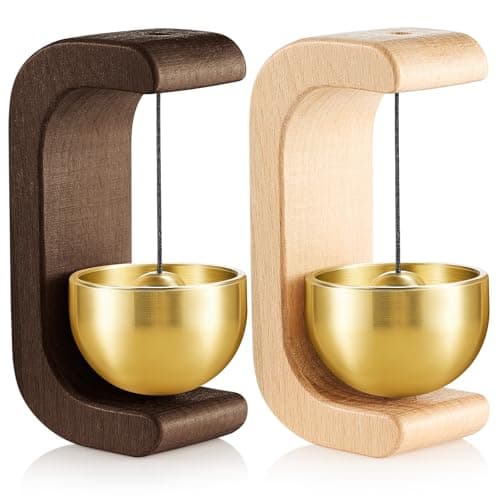 Zonon 2 Pcs Magnetic Wooden Wind Chime Doorbell Decoration Shopkeepers Bell for Door Opening C Shape for Housewarming Gift Refrigerator Room Garden Restaurant (Black Walnut,Nature Beech)