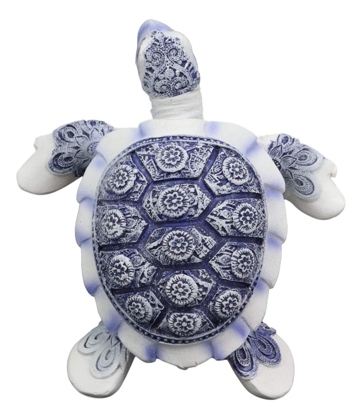 Ebros Terracotta Blue and White Feng Shui Celestial Sea Turtle Statue 45 Wide Talisman of Stability and Fortune Lucky Tortoise Figurine Decorative Zen Turtles Tortoises