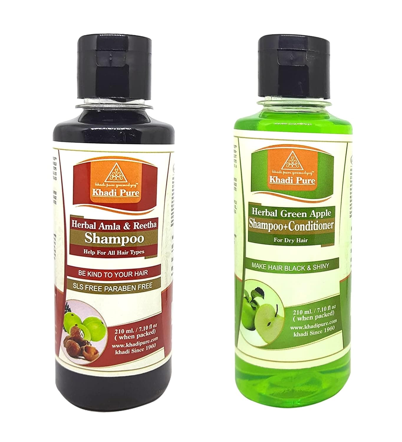 Khadi Pure Amla Reetha Sls Green Apple ShampooHair CleanserConditioner 210 ml Pack of 2