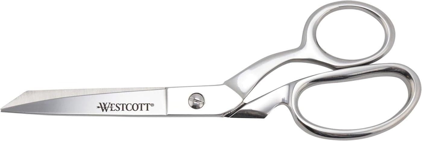 Westcott 8Inch Forged Heavy Duty Bent Fabric Scissors PrecisionGround KnifeEdge Blades for Seamless Cutting Perfect for Sewing Crafts and Office