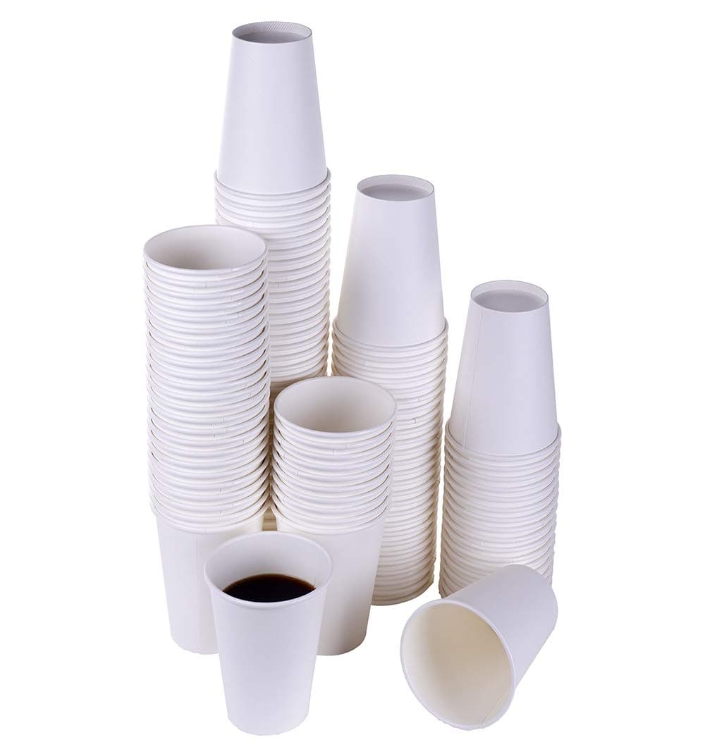 TashiBox 12 oz White Hot Drink Paper Cups 120 Count Disposable Paper Coffee Cups