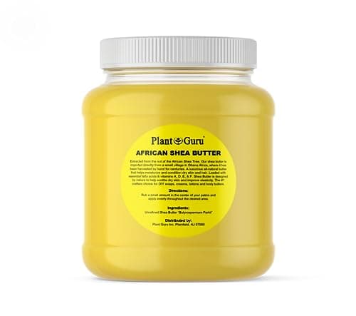 Plant Guru Raw African Shea Butter 3 lbs. Bulk 100% Pure Natural Unrefined YELLOW Grade A - Ideal Moisturizer For Dry Skin, Body, Face And Hair Growth. Great For DIY Soap and Lip balm Making.