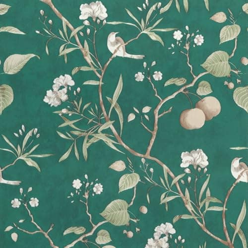 Nimbose® Floral Wall Stickers, Flower, Trees & Birds Wall Sticker On Green Background, Nature Themed Self-Adhesive Wallpapers, Garden Stickers for Home (45x500 cm)