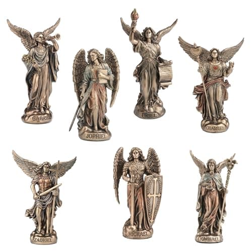 Veronese Design 4 The Seven Archangel Set Polystone Hand Painted Bronze Finish Collectible Figurine Home Decor