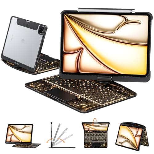Tiaota Transparent Case with Keyboard for iPad Pro 13 inch M5M4 20252024 iPad Pro 137Color BacklitMagic wireless Keyboard 360RotatingMultiTouch trackpadPencil Holderwith shortcutsblack