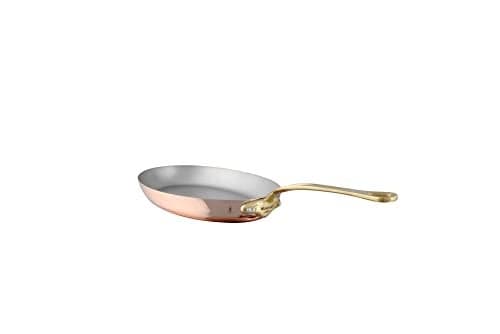 Mauviel MHeritage 150 B 15mm Polished Copper Stainless Steel Oval Frying Pan With Brass Handles 118 x 79in Made in France