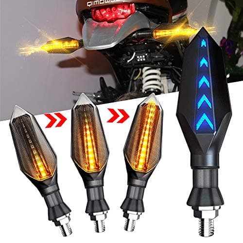 2pcs Universal Motorcycle Motorbike Turn Signal Indicator Lights Red Flowing,Arrow Blue DRL Daytime Running Lights for Yamaha Suzuki Kawasaki Waterproof .(Amber/Blue)
