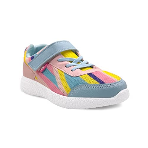 KazarMax Hopits Peach Abstract Sneakers for Girls -3 UK