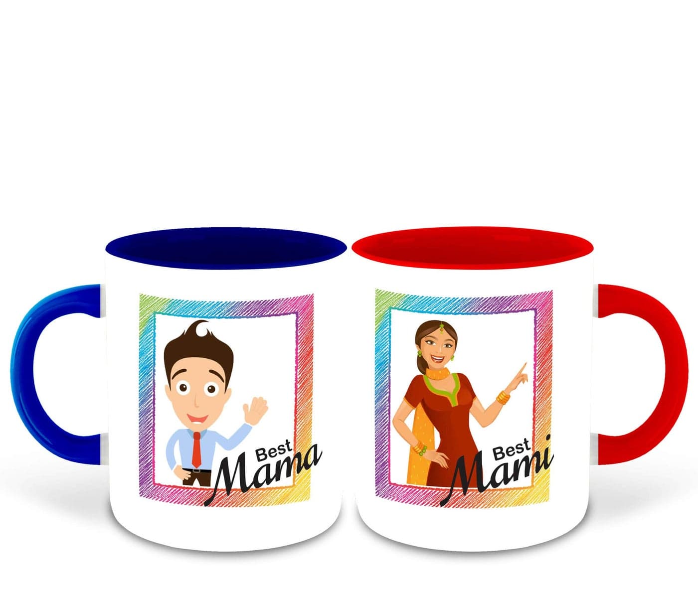 WHATS YOUR KICK Mama and Mami Inspired Dark Blue & Red Inner Colour Set of 2 Coffee Mug- Mamu, Mami, Best Quotes, Happy Birthday, Relation, Best Couple, Unique Gifts (Mama & Mami)