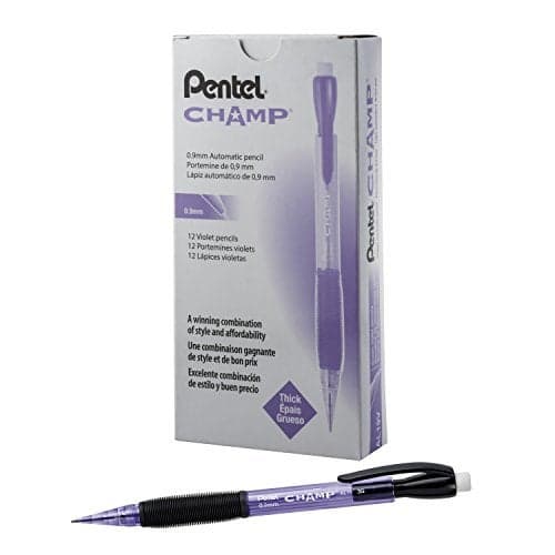 Pentel Champ Mechanical Pencil 09mm Tinted Violet Barrel Box of 12 AL19V