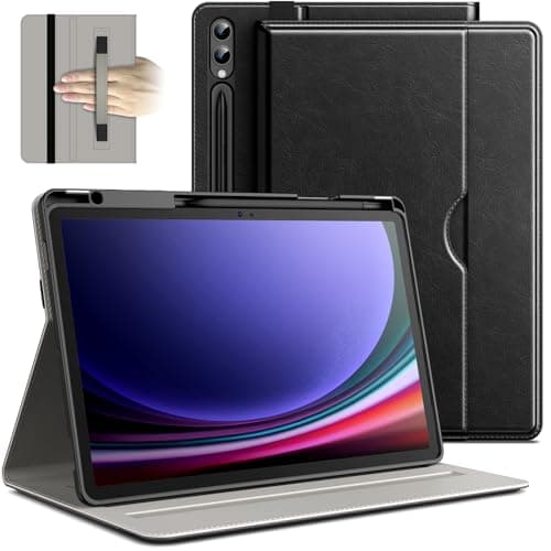 JETech Case for Samsung Galaxy Tab S10 Plus/Tab S9 Plus 12.4-Inch with S Pen Holder, PU Leather Business Folio Stand Protective Tablet Cover with Pocket & Straps, Multi-Angle Viewing (Black)