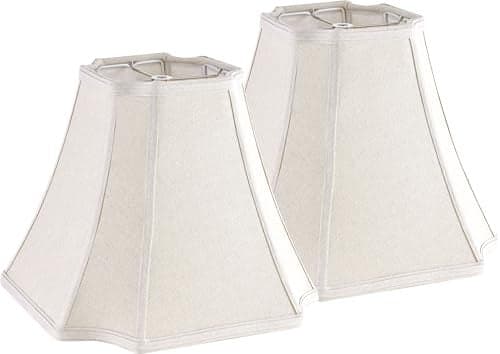 GOSO Medium Bell Lamp Shades Set of 265 x 132 x106 Spider Square Cut Corner Lamp Shade for Table Lamps and Floor LampVintage Natural Fabric Dark Beige Lampshades Replacement Easy Assembly