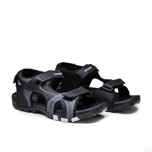 ASIAN Vistara-31 Men s Sandals | Casual Sandals for Men with Anti-Slip Grip | Best Sandals for Men with Lightweight & All-Day Comfort(BLKLGRY)-UK 8