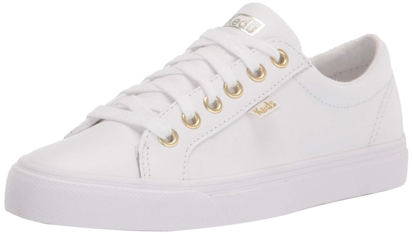 Keds Jump Kick Lace Up Sneaker Womens White Gold Leather 5 Medium