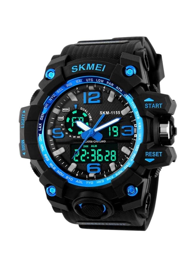 Men's Water Resistant Analog Digital Watch 1155 - 55 mm - Black
