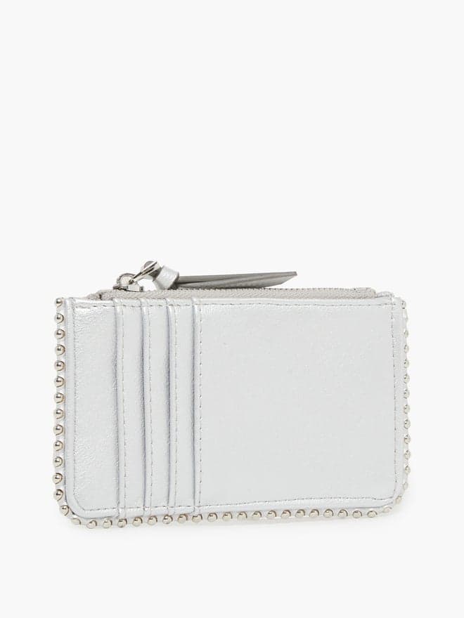 Silver Studded Card Holder Wallet