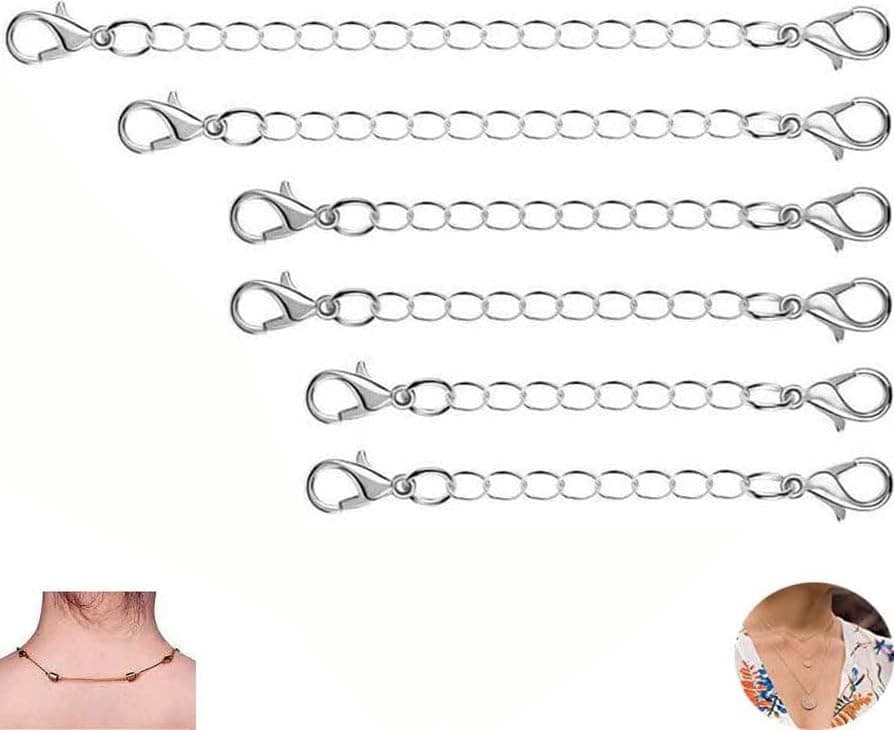 DIY Crafts 10x Pcs, Nickel Silver, Chain Extender Jewelry Necklace Lobster Clasps | Closures for Necklace Bracelet(10x Pcs, Nickel Silver)