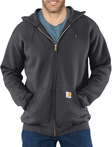 Carhartt Mens Loose Fit Midweight Full-zip Sweatshirt Fashion-hoodies, Carbon Heather, Small US