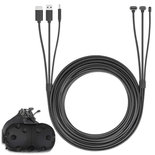 Skywin- 3-in-1 Round VR Backpack Cable (1 Meter/3.2 Feet), Compatible with HP Z VR Backpack & HTC Vive, for Linkbox and Headset Connection (Black)