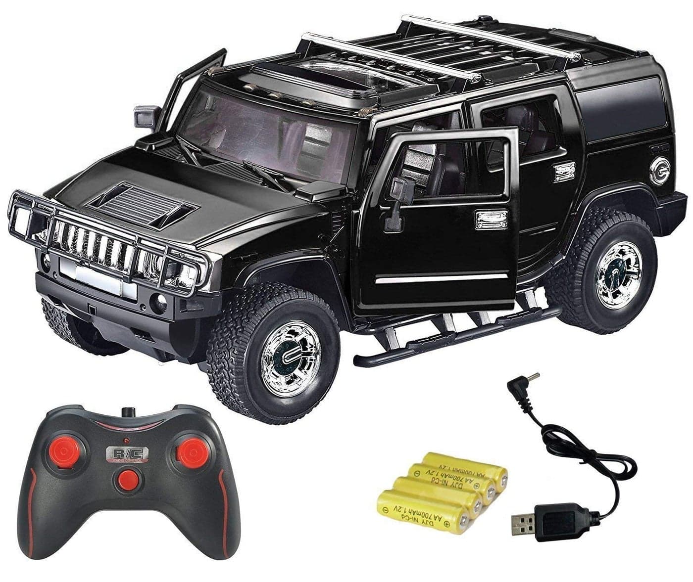 Magicwand 1:16 Scale R/C H2 Humvee with Openable Doors with Glowing Headlights【3 Yrs & Up】【Pack of 1】【Black】