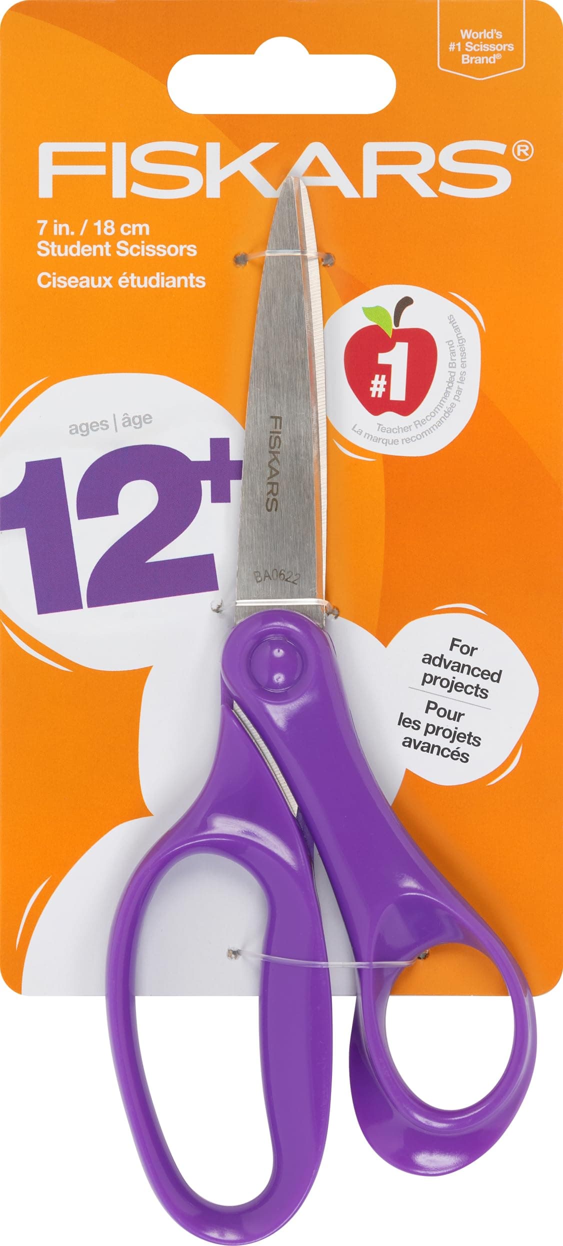 Fiskars 7 Student Scissors for Kids Ages 1214 Scissors for School or Crafting Back to School Supplies Purple