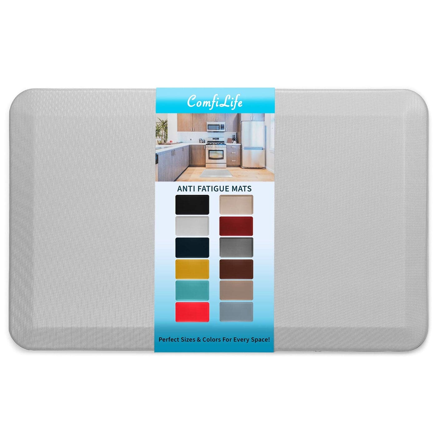 ComfiLife Anti Fatigue Floor Mat 34 Inch Thick Kitchen Mats for Floor Standing Desk Mat Kitchen Rug Comfort at Home Office Durable Stain Resistant NonSlip Bottom 20 x 32 Silver