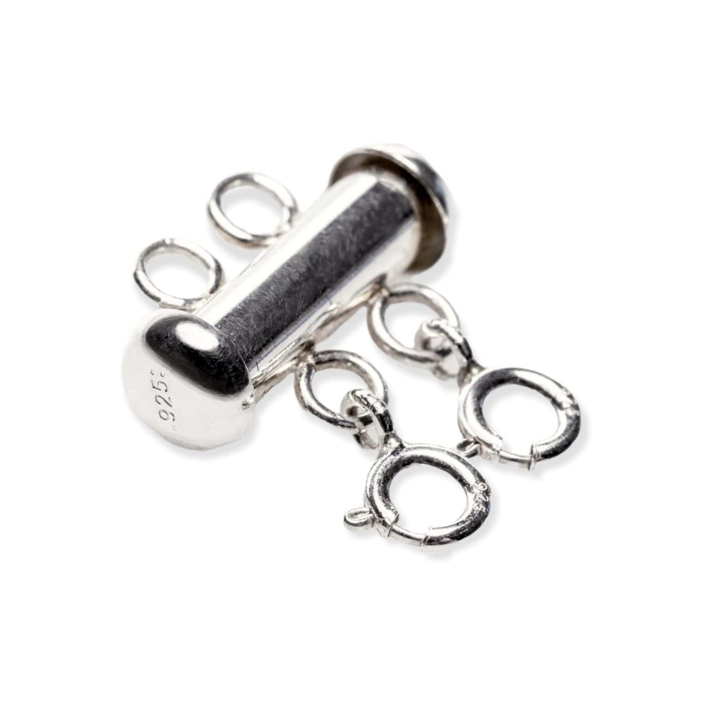 925 Sterling Silver 2Strand Layering Lock Connector Slide Tube Clasp with Spring Rings for Necklace Bracelet Jewelry by CRAFT WIRE