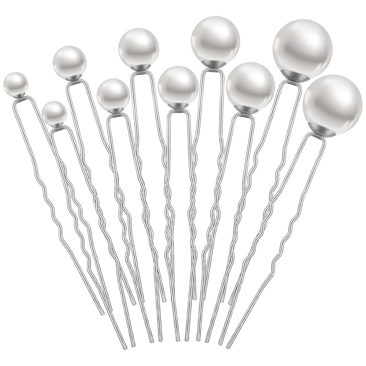 48 Pieces Wedding Pearl Hair Pins Bridal Pearl Bobby Pins Clips for Hair U Shape Rhinestone Accessories Barrette for Brides Bridesmaid Girl Women 5 SizesSilver