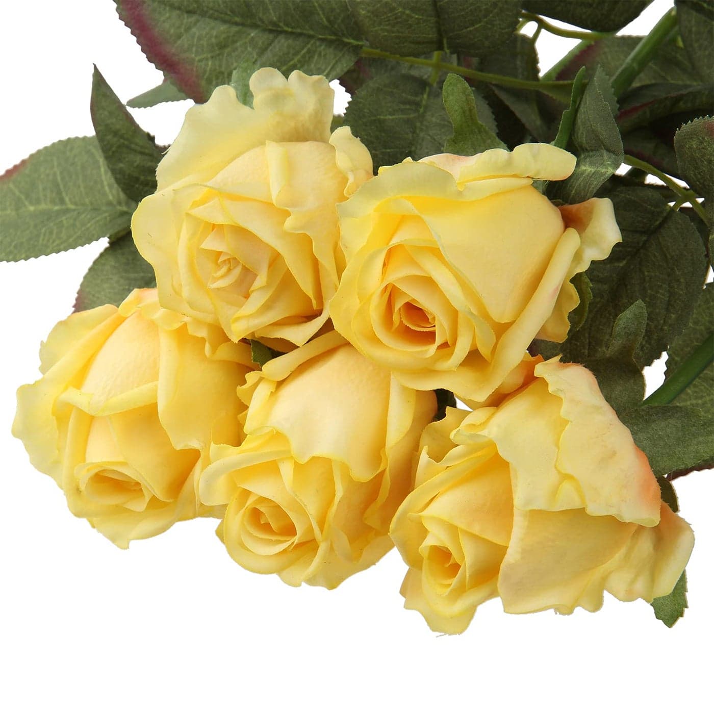 Artificial Realistic Roses Yellow Flowers 24 Real Touch Silk Roses Bouquet Long Stems Rose for Flower Arrangement Fake Roses Decor for Home Party Wedding Table Centerpieces Roses Realistic 5 Pcs