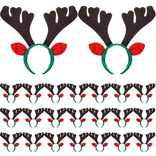 Zubebe 24 Pcs Christmas Reindeer Antlers Headband Xmas Deer Antlers Horns Headband with Ears Deer Decor Red Brown1339 x 1181 Inches