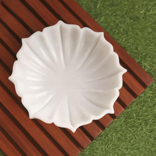 SWADESHI BLESSINGS Handcrafted Marble Lotus Urli Bowl for Home Decor | Traditional Decorative Bowl for Floating Flowers, Potpourri & Festive Decor Items | Pooja Decoration | Wedding/Return Gifts, 6"
