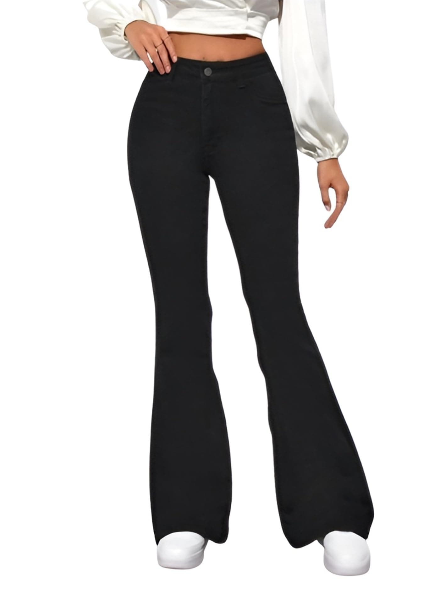 Ben Martin Women’s Black High Waist Jeans || Flared Bell Bottom Bootcut Pants || Wide Leg Stretch Denim – Perfect for Travel, Party & Everyday Use – Sizes 30 (0)