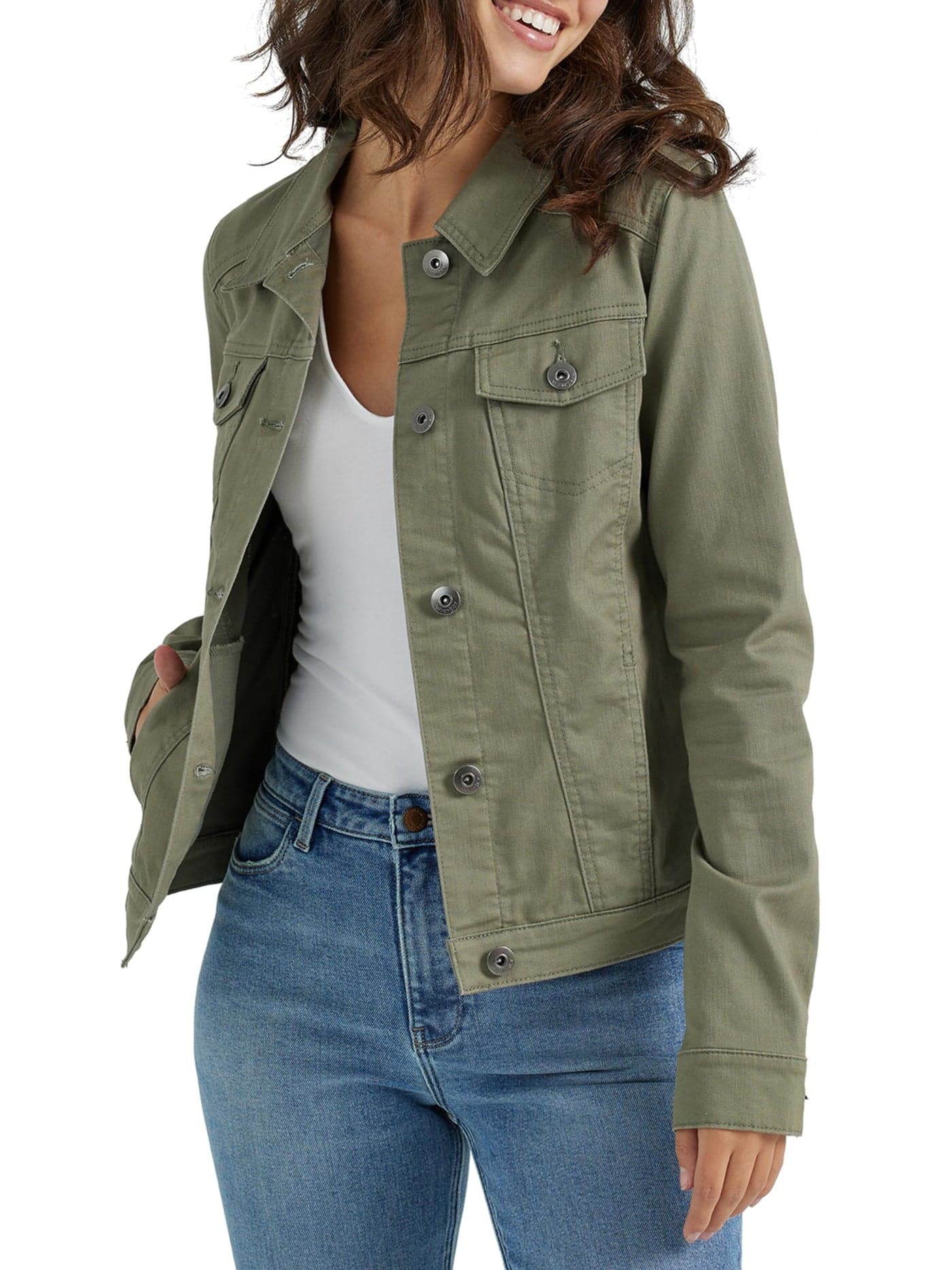 Stretch Denim Jacket, Olive, Medium